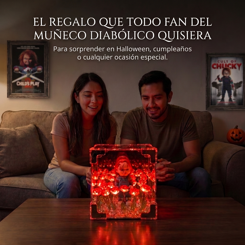 Infinite Rose LED Cube with Horror Figure