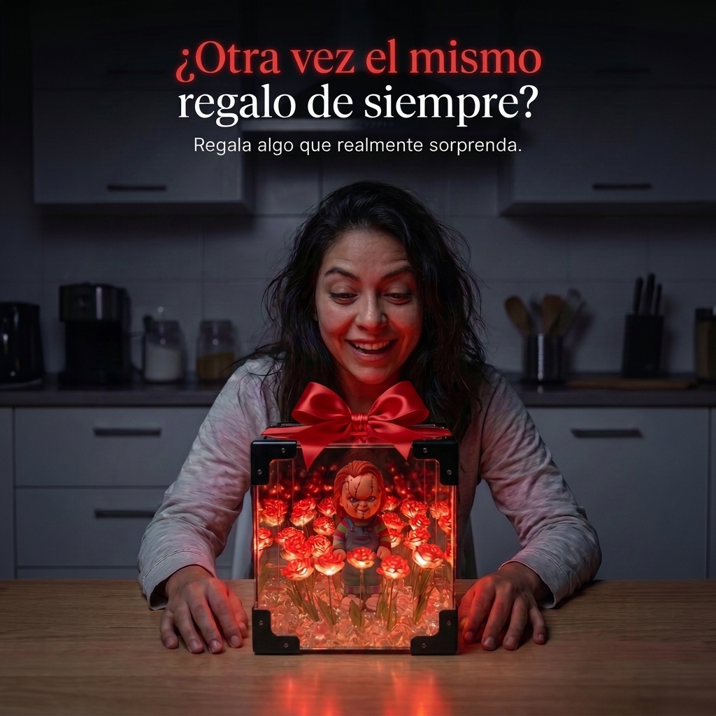 Infinite Rose LED Cube with Horror Figure