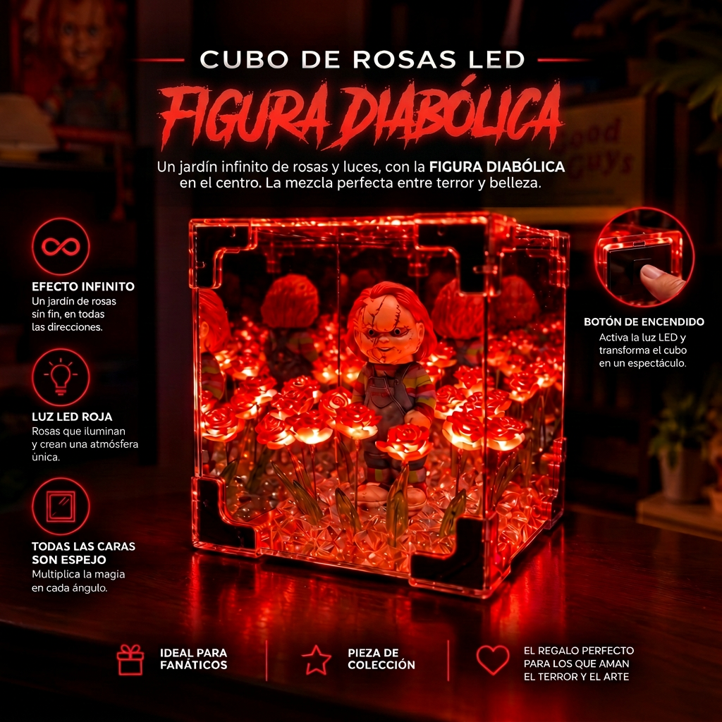 Infinite Rose LED Cube with Horror Figure